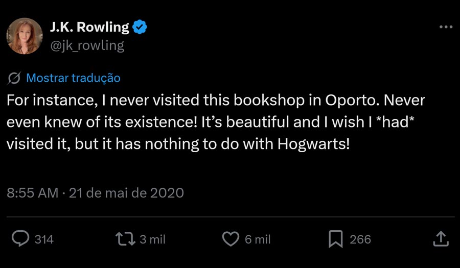 jk Rowling livraria Lello Porto